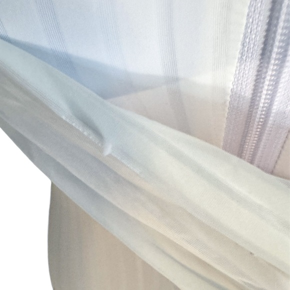 White Ribbed Zip-Front Bodysuit / Jumpsuit - Picture 8 of 9